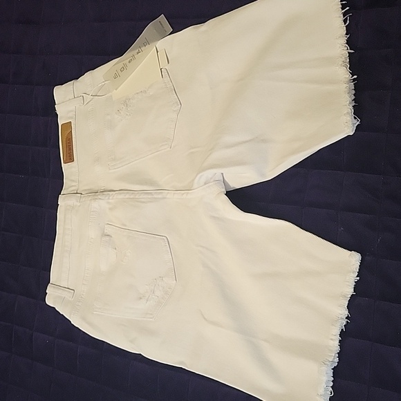 White Distressed Bermuda Denim Shorts - Picture 15 of 16